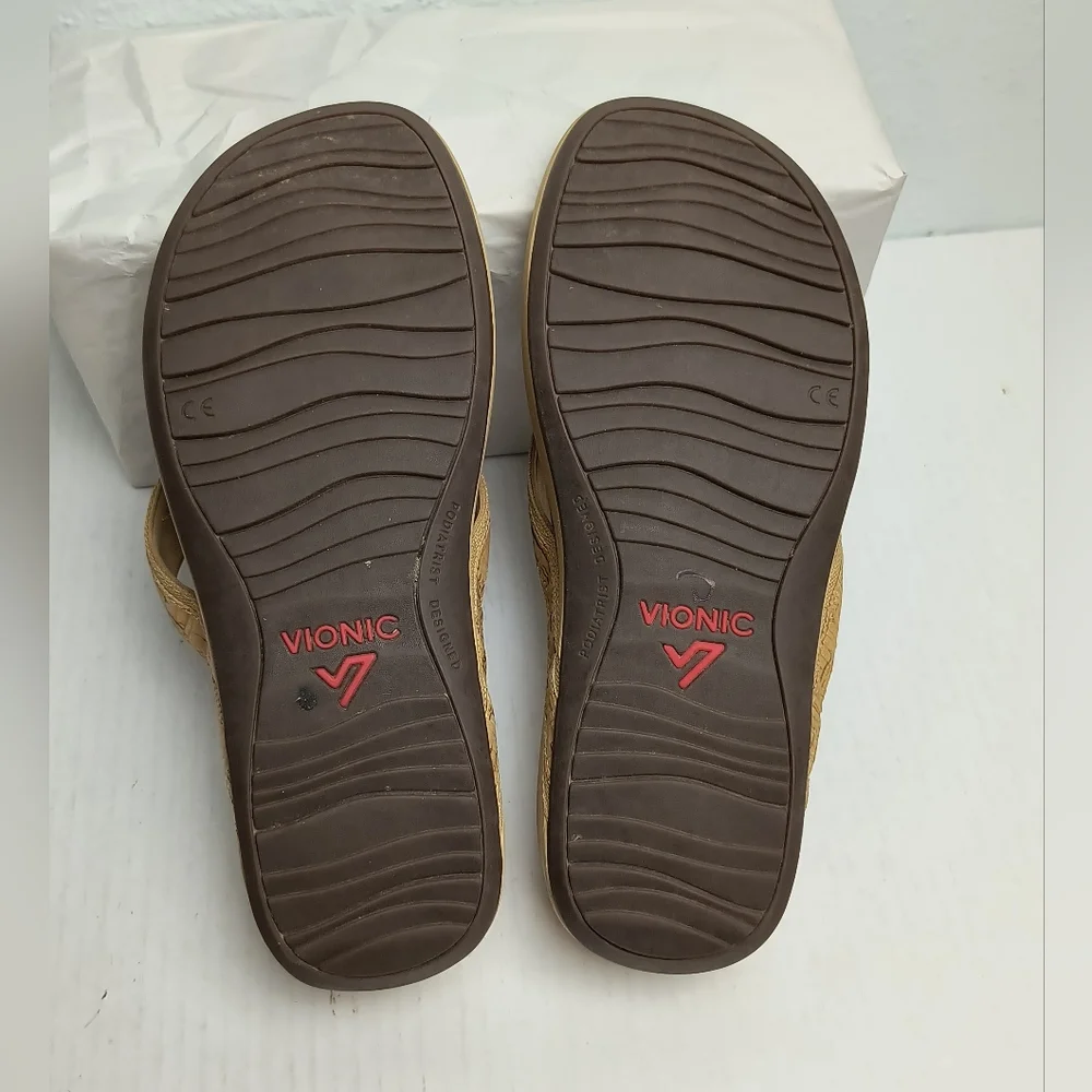 Vionic High Tide II Platform Podiatrist Thong Flat Sandal 9 Wide Arch Support